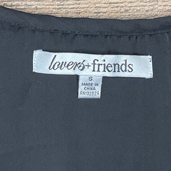 Lovers + Friends Accordion Pleated Crop Bell Sleeve Mini Dress Black Size Small - Picture 3 of 10